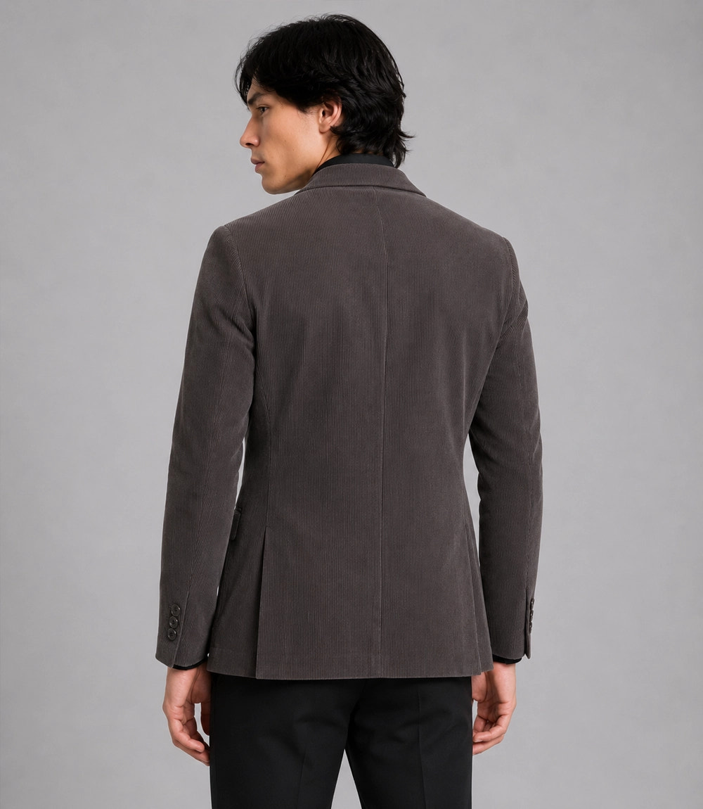Men's Chocolate Brown Corduroy 2 Piece Suit Back - Suit Heritage