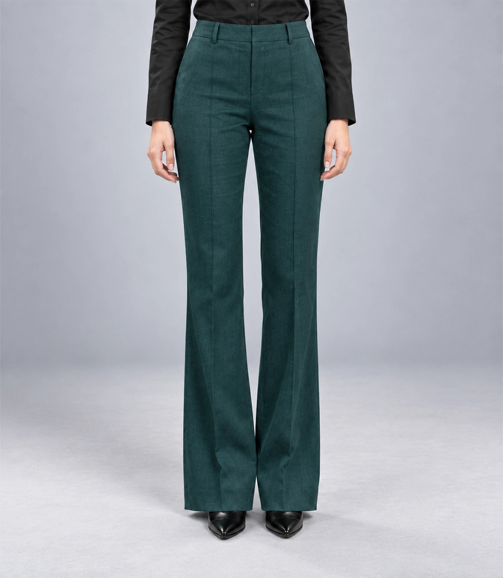 Women's Green Linen 2 Piece Suit Pant - Suit Heritage