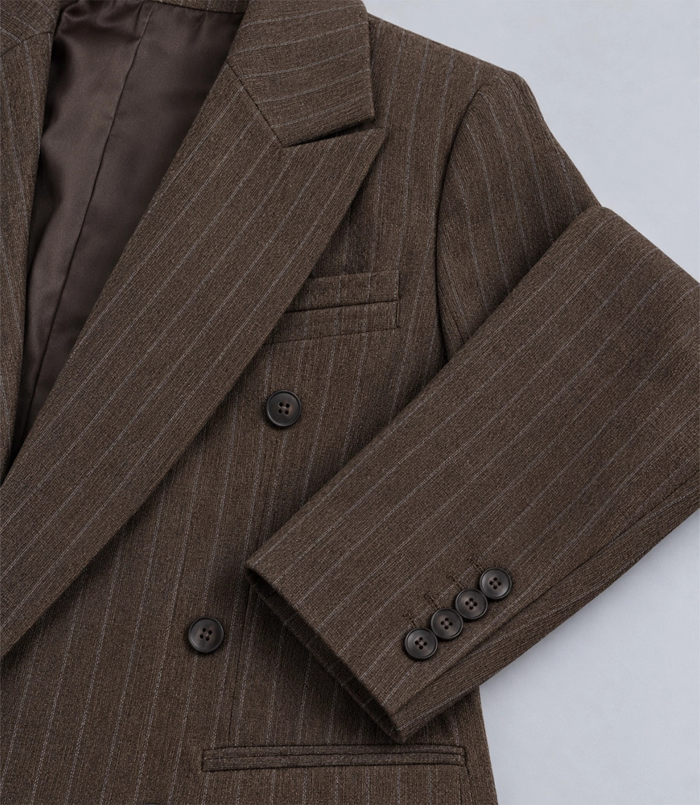 1920s Women's Peaky Blinder Brown Pinstripe Suit Blazer - Suit Heritage