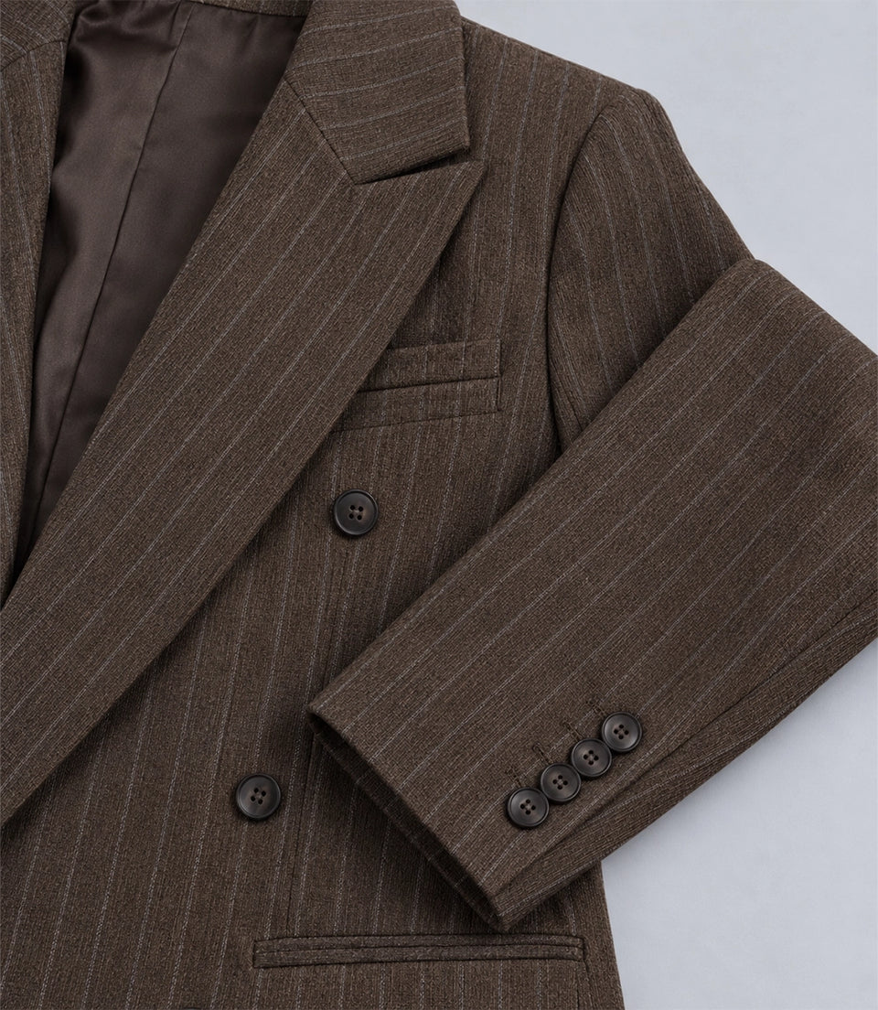 1920s Women's Peaky Blinder Brown Pinstripe Suit Blazer - Suit Heritage