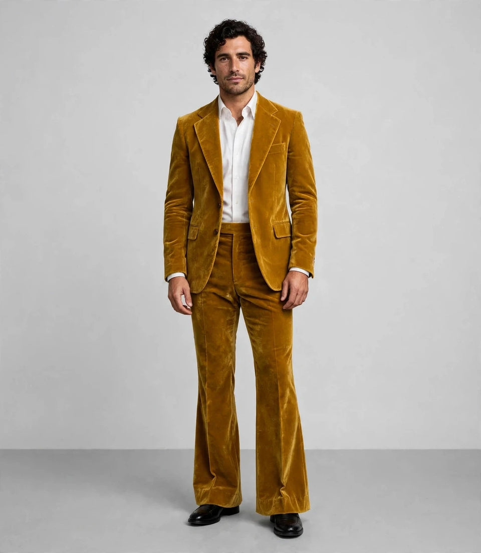 1970s Mustard Yellow Velvet Suit - Suit Heritage