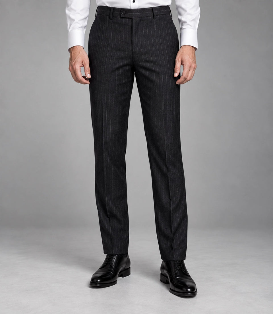 20s Men's Black Pinstriped 3 Piece Suit Pant - Suit Heritage