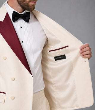 70s Men's Ivory Double Breasted Groom Tuxedo Inner - Suit Heritage