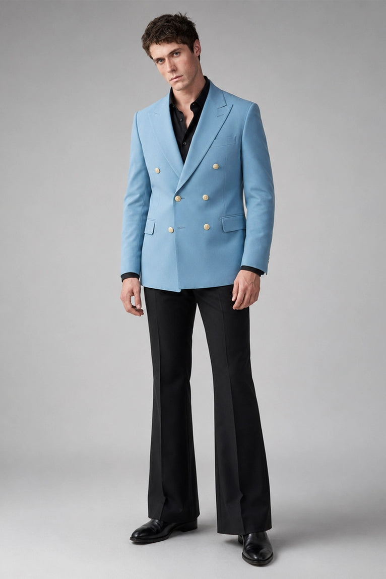 70s Men's Light Blue Double Breasted Wedding Suit - Suit Heritage