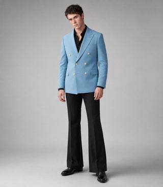 70s Men's Light Blue Double Breasted Wedding Suit - Suit Heritage
