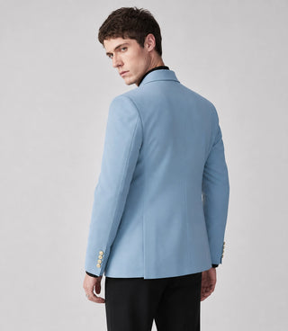70s Men's Light Blue Double Breasted Wedding Suit Back - Suit Heritage