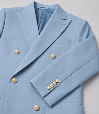 70s Men's Light Blue Double Breasted Wedding Suit Fabric - Suit Heritage