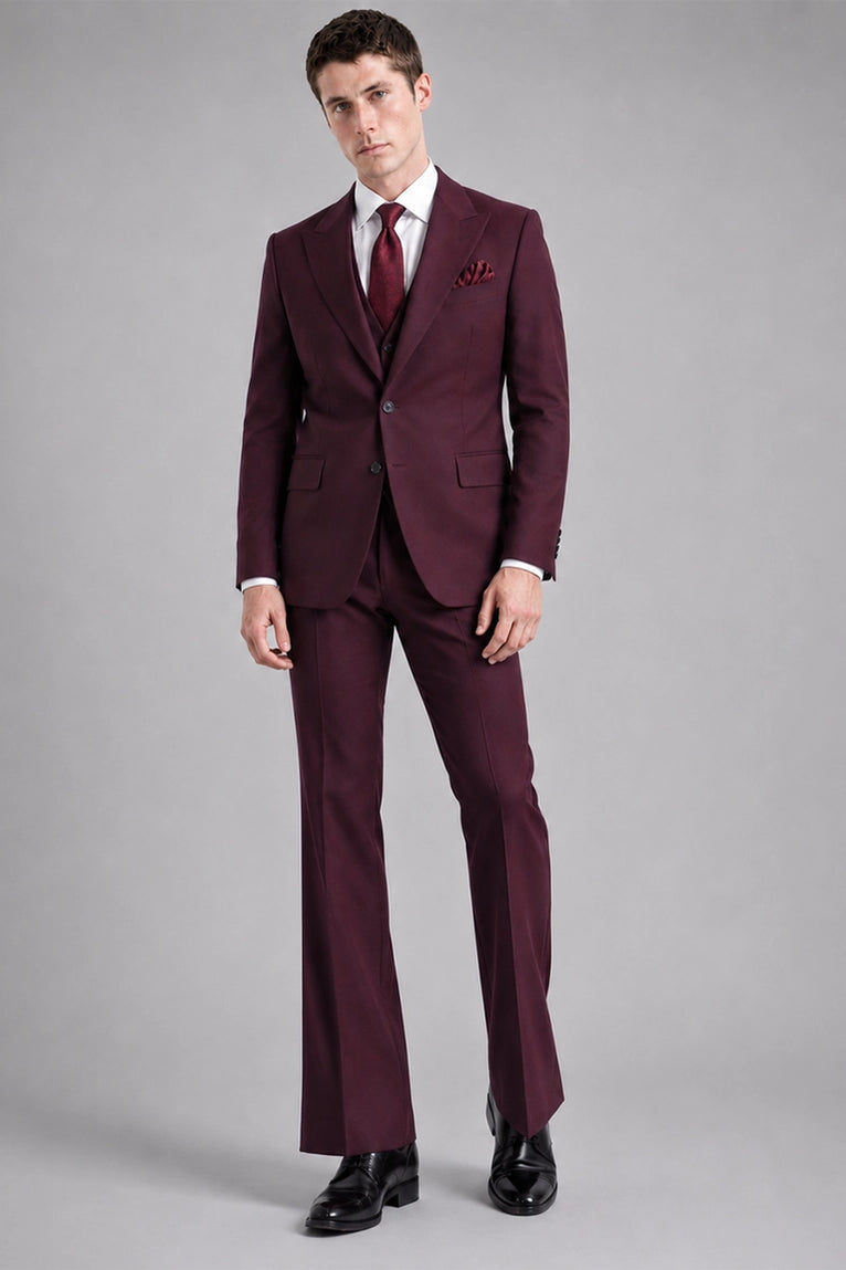 70s Men's Vintage Burgundy Retro  Wedding Suit - Suit Heritage