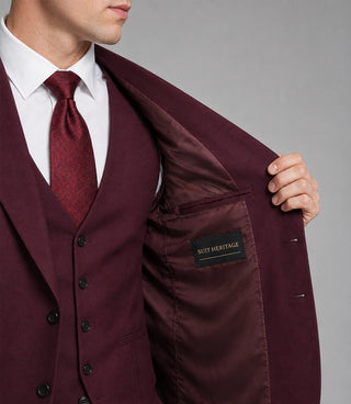 70s Men's Vintage Burgundy Retro Wedding Suit  Inner - Suit Heritage