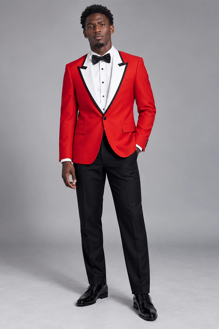 70s Red & White Contrast Lapel Tuxedo - Suit Heritage