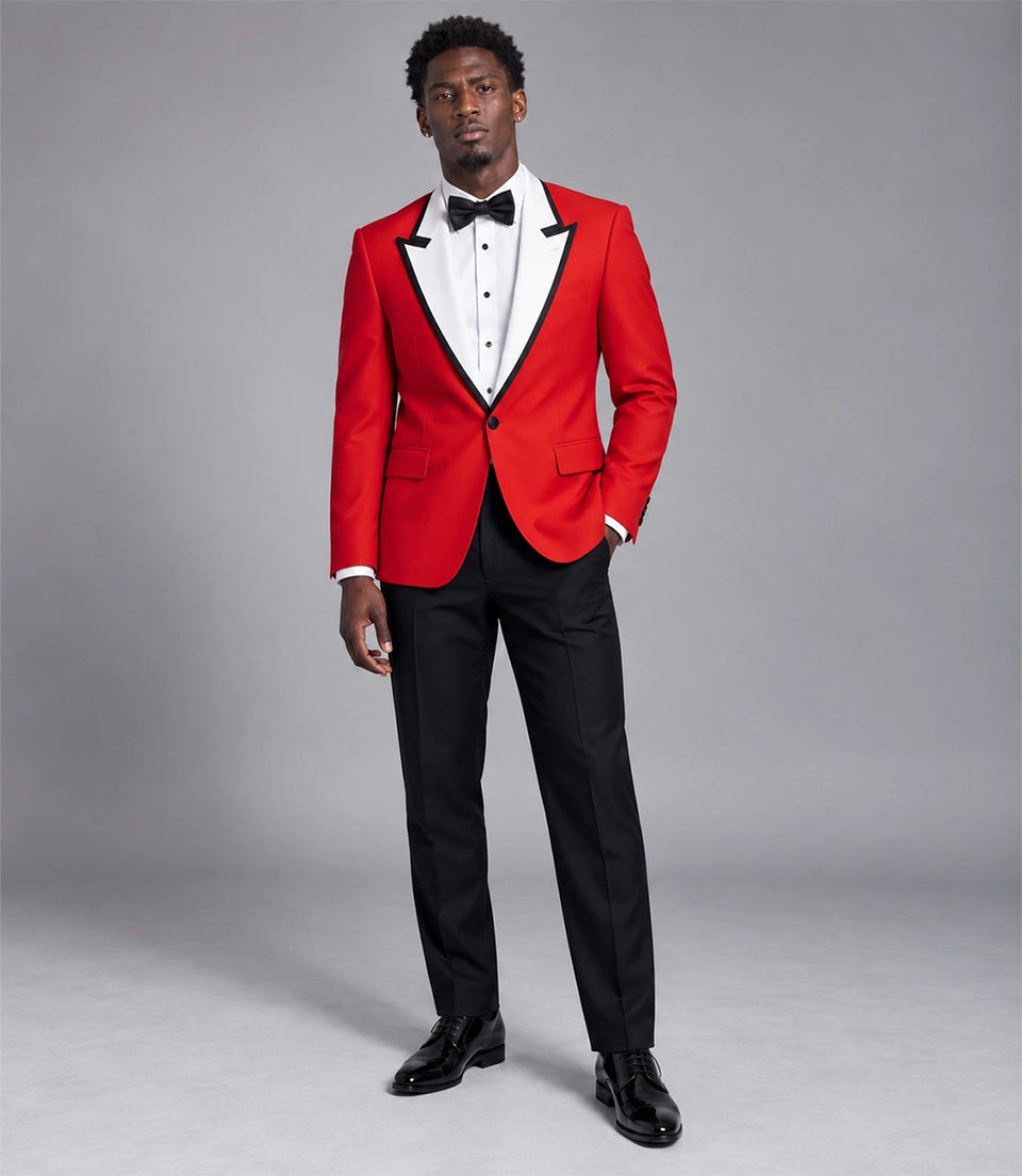 70s Red & White Contrast Lapel Tuxedo - Suit Heritage