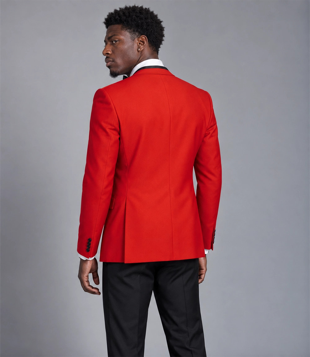 70s Red & White Contrast Lapel Tuxedo Back - Suit Heritage