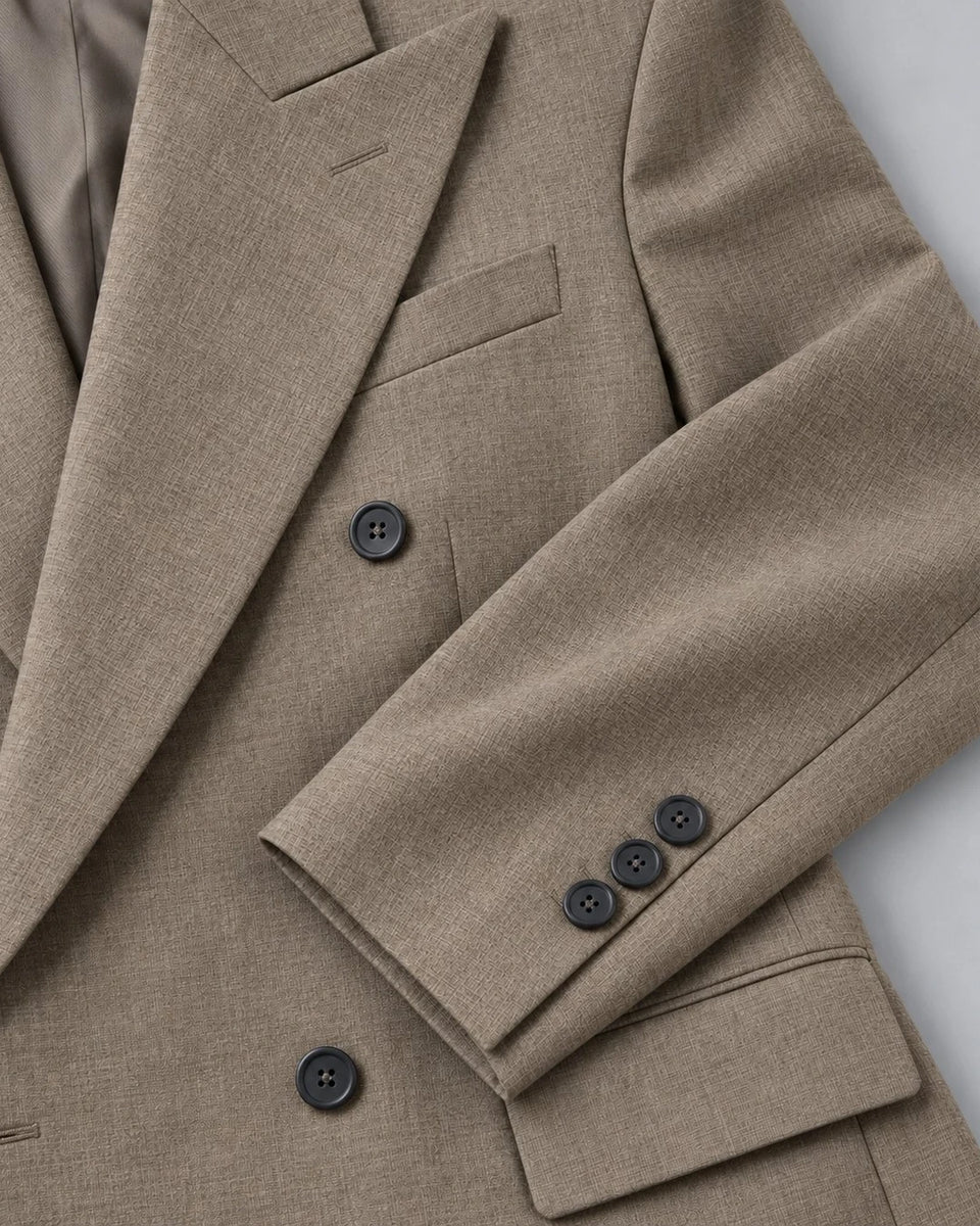 80s Women's Taupe Oversized Style Power Suit Fabric  -  Suit Heritage
