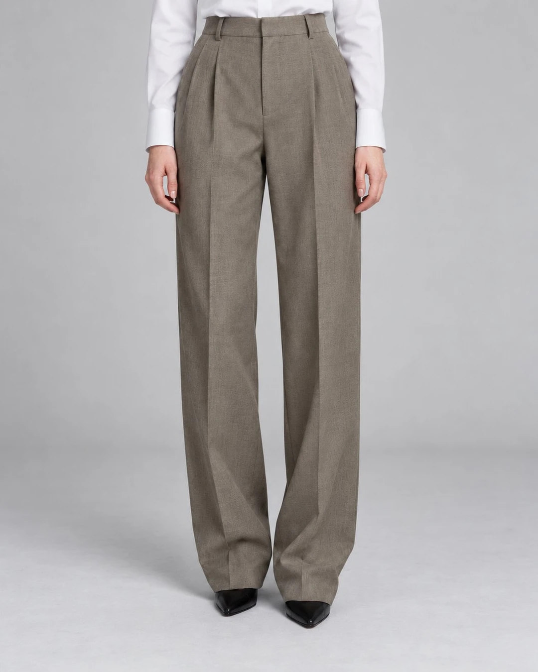 80s Women's Taupe Oversized Style Power Suit Pant -  Suit Heritage
