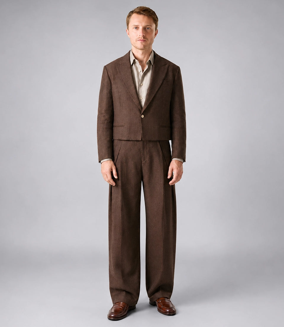 Men's Brown Relaxed Fit Cropped Suit - Suit Heritage