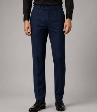Men's Cotton Check Navy 2 Piece Suit