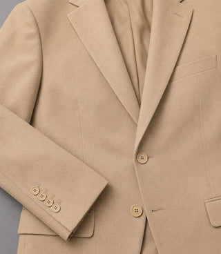 Men's Cotton Solid Beige 3 Piece Suit