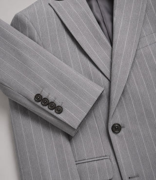 Men's Gray Pinstripe Double Breasted 2 Piece Suit