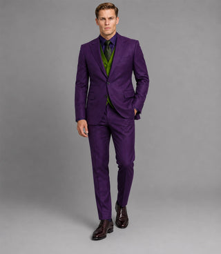 Men's Purple Joker 3 Piece Wedding Suit