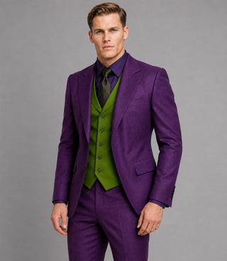 Men's Purple Joker 3 Piece Wedding Suit