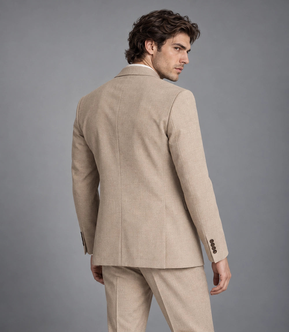Men's Beige Casual 2 Piece Suit Back  -  Suit Heritage