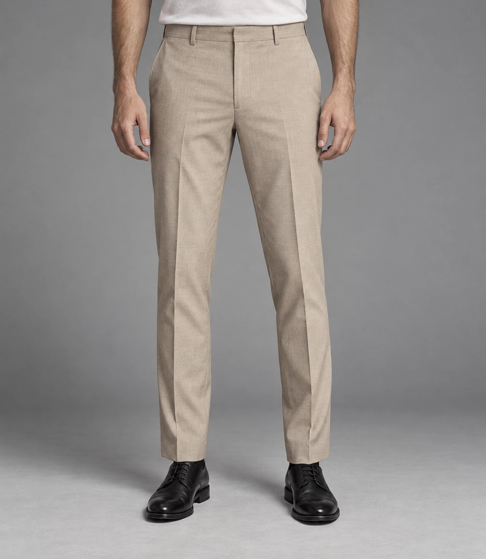Men's Beige Casual 2 Piece Suit Pant  -  Suit Heritage