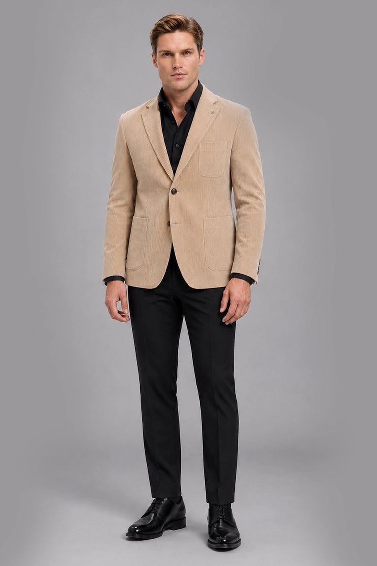 Men's Beige Corduroy 2 Piece Suit - Suit Heritage