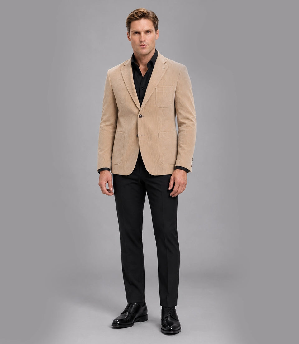 Men's Beige Corduroy 2 Piece Suit - Suit Heritage
