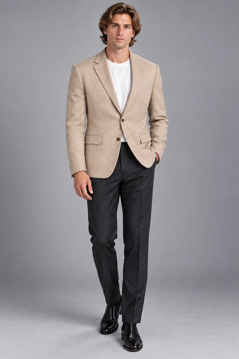 Men's Beige and Black Cotton  Casual Suit -  Suit Heritage