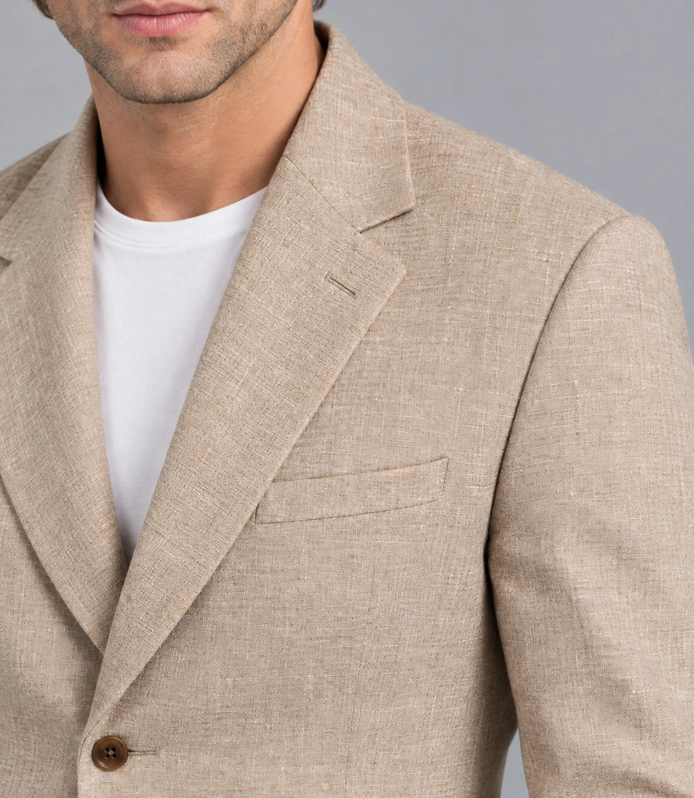 Men's Beige and Black Cotton  Casual Suit Closeup  -  Suit Heritage