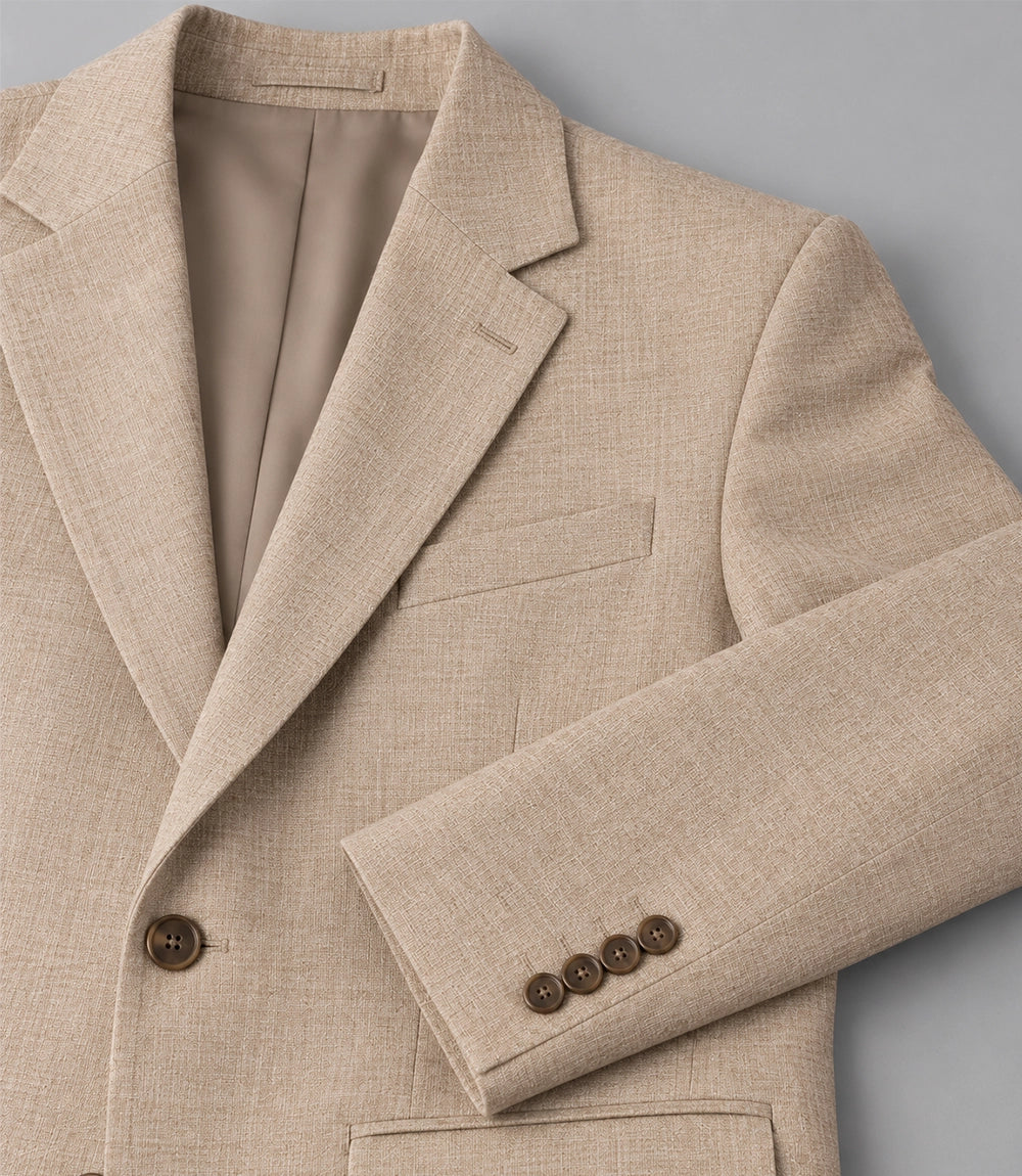 Men's Beige and Black Cotton  Casual Suit Fabric -  Suit Heritage