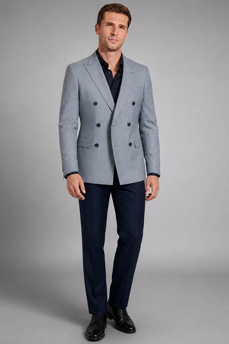 Men's Bespoke Grey Double Breasted Suit - Suit Heritage