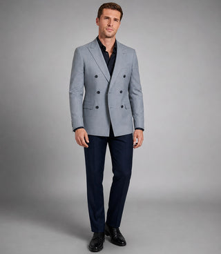 Men's Bespoke Grey Double Breasted Suit - Suit Heritage