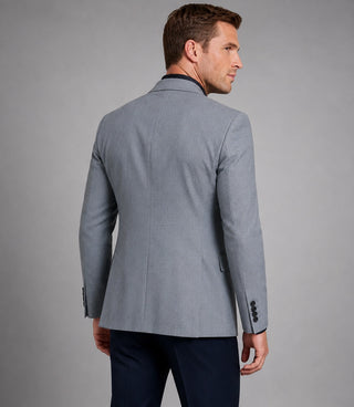 Men's Bespoke Grey Double Breasted Suit Back - Suit Heritage
