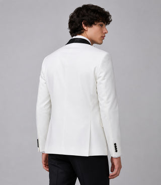 Men's Black And White 3 Piece Wedding Tuxedo Back - Suit Heritage