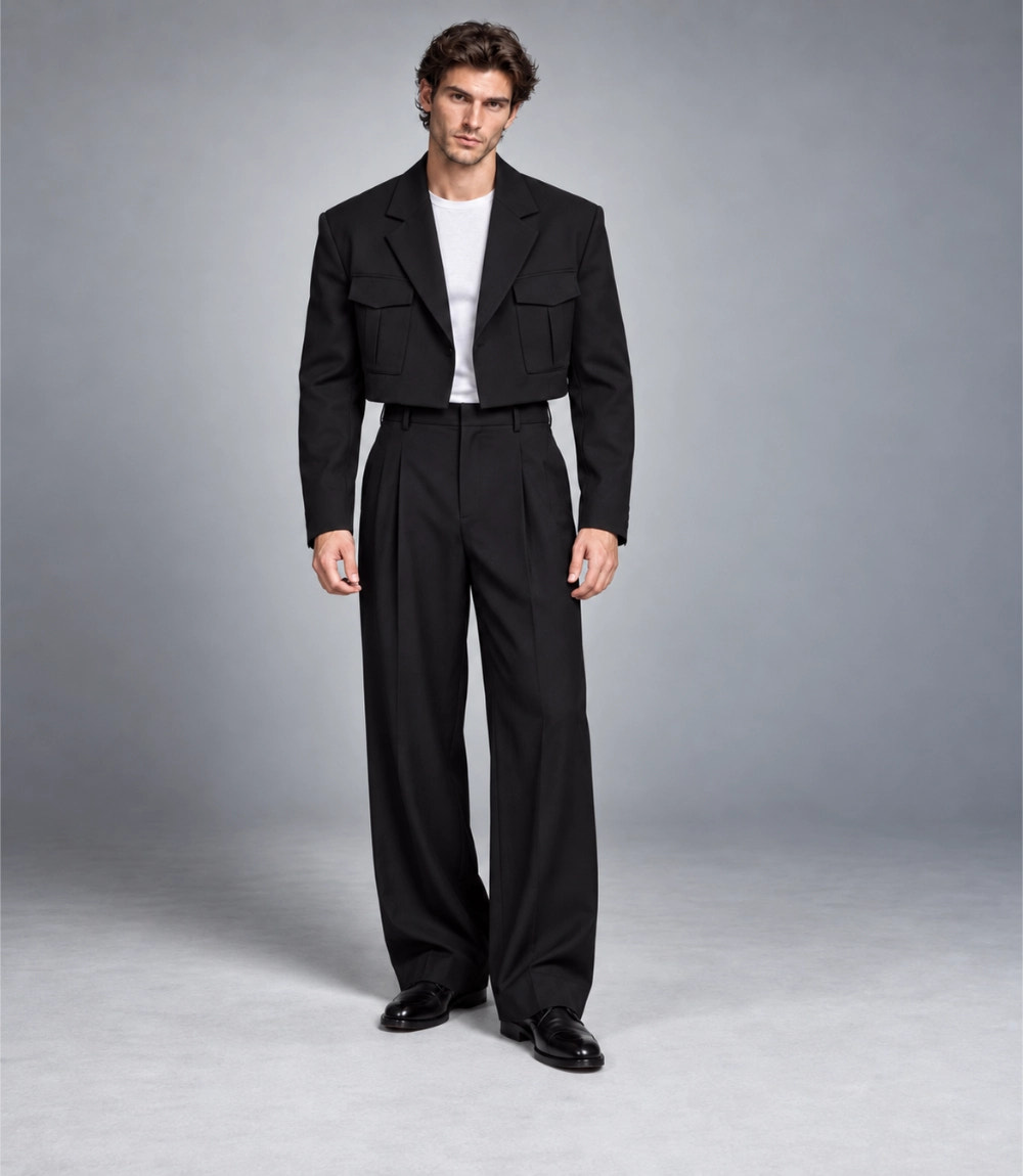 Men’s Black Cropped Blazer Suit -  Suit Heritage