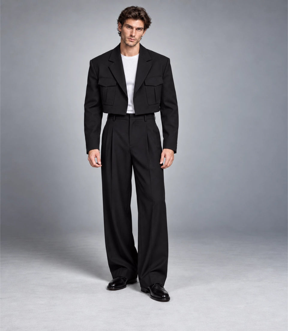 Men’s Black Cropped Blazer Suit -  Suit Heritage