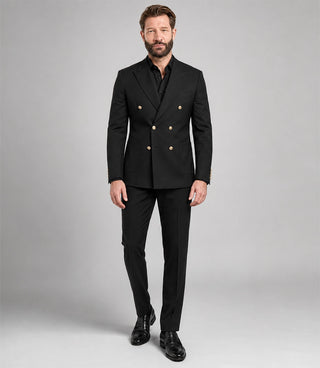Men's Black Double Breasted 2 piece Suit - Suit Heitage