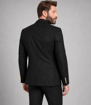 Men's Black Double Breasted 2 piece Suit Back - Suit Heritage