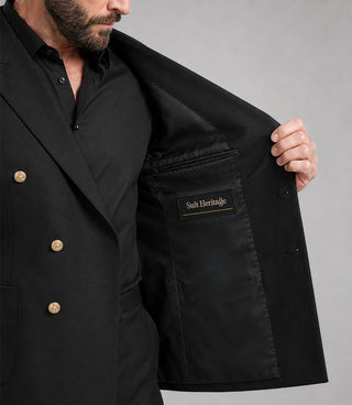 Men's Black Double Breasted 2 piece Suit Inner - Suit Heritage