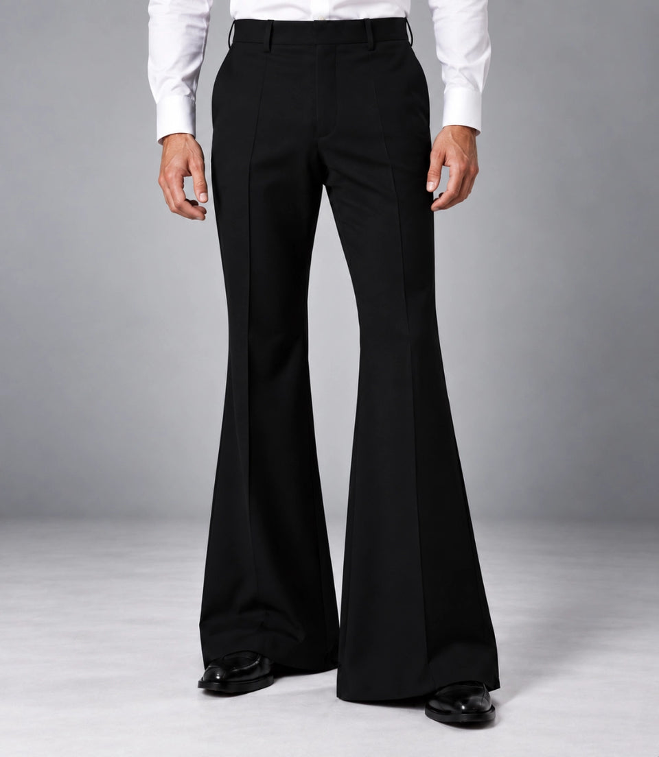 Men's Black Double Breasted Flared Pants Suit Pant  -  Suit Heritage