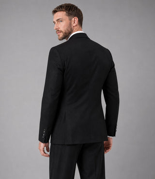 Men's Black Double Breasted Groom Wedding Suit Back - Suit Heritage