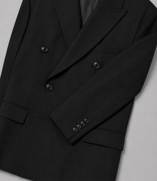 Men's Black Double Breasted Groom Wedding Suit Fabric - Suit Heritage