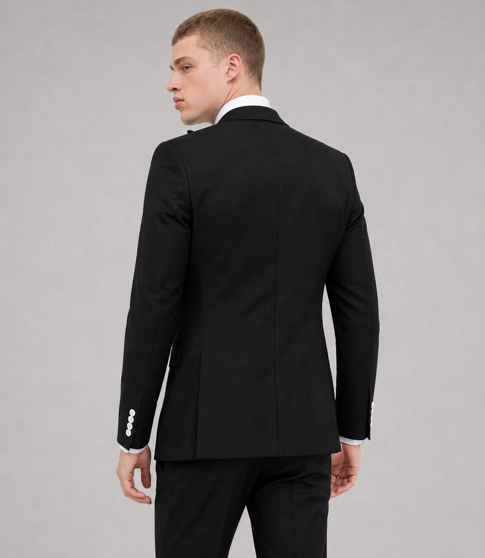 Men's Black Double Breasted Groom Wedding Tuxedo Back -  Suit Heritage