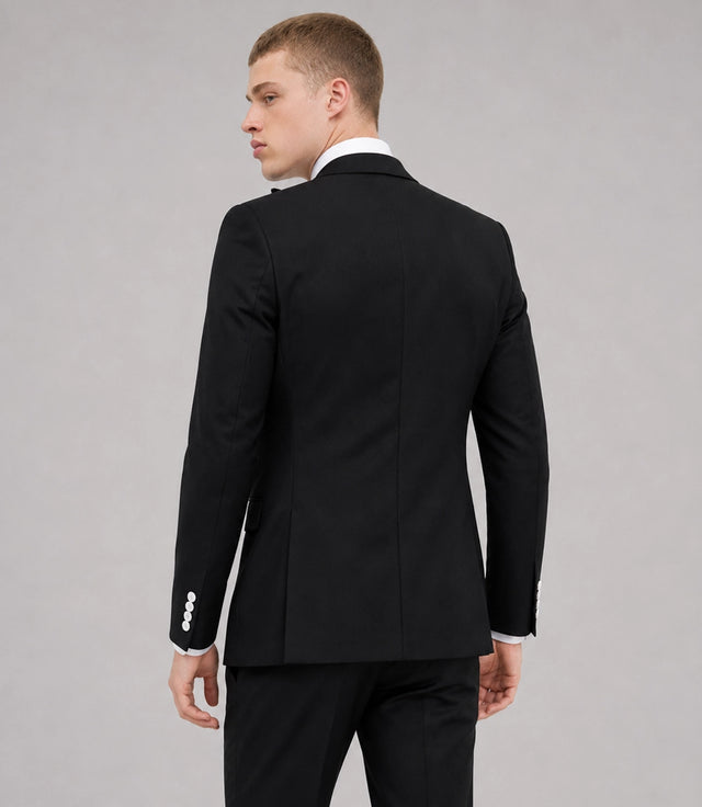 Men's Black Double Breasted Groom Wedding Tuxedo Back -  Suit Heritage