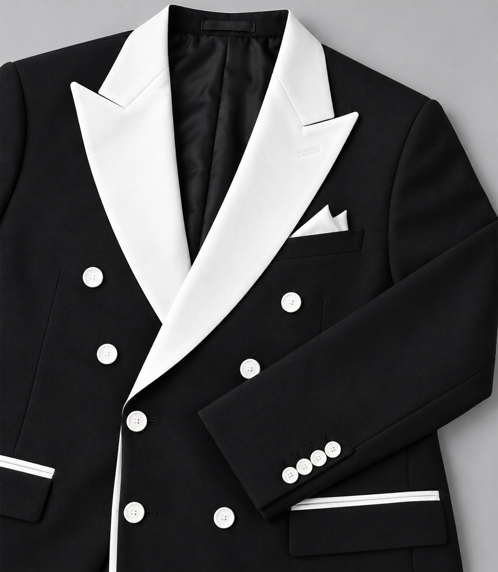 Men's Black Double Breasted Groom Wedding Tuxedo Blazer - Suit Heritage