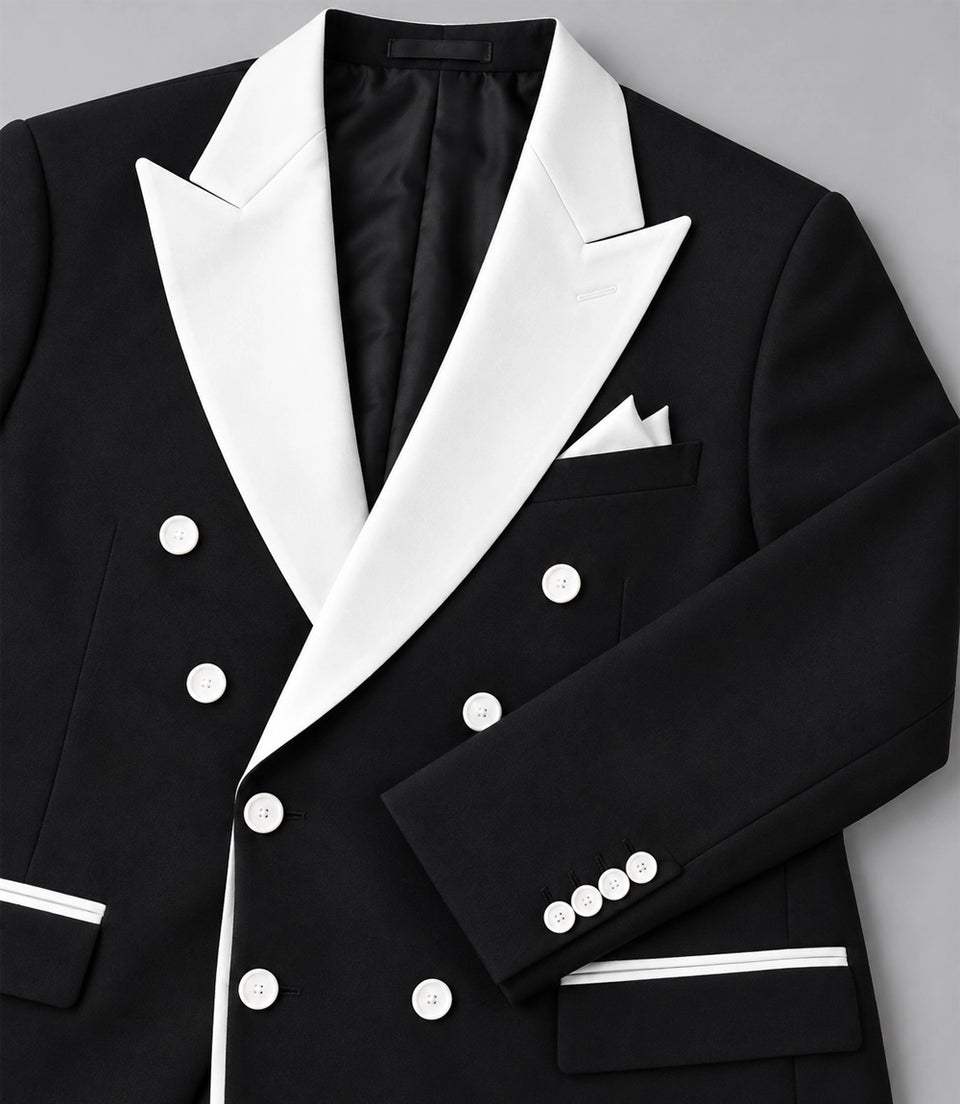 Men's Black Double Breasted Groom Wedding Tuxedo Blazer - Suit Heritage