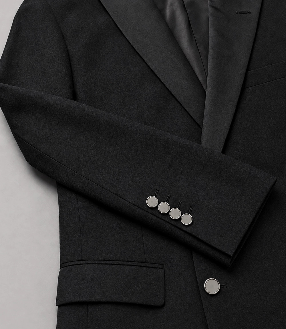 Men's Black Double Breasted Groomsmen Tuxedo Fabric  -  Suit Heritage