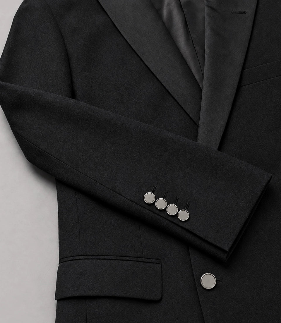 Men's Black Double Breasted Groomsmen Tuxedo Fabric  -  Suit Heritage