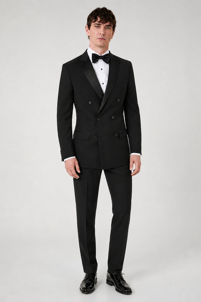 Men's Black Double Breasted Tuxedo - Suit Heritage